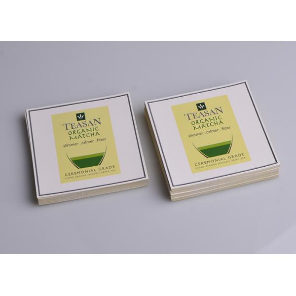 Personalized printed silver embossing self adhesive artpaper labels for green tea packaging