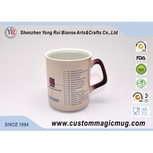 Dark Red Heat Sensitive Color Changing Mugs , Handle Temperature Color Changing Cups