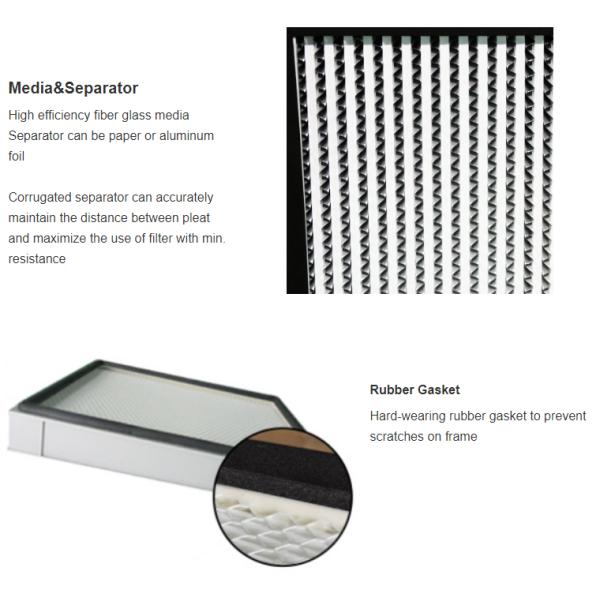 Aluminum Frame H13 H14 U15 U16 U17 Deep Pleat Hepa Filter