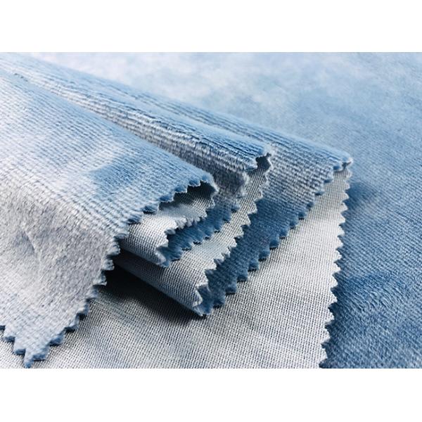 210GSM Soft Plush Toy Fabric 100% Polyester Warp Knitted Blue Color