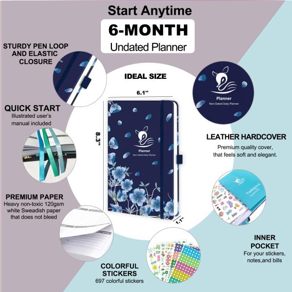 Thermal Binding Hardcover Diary Planner Journal Set for Daily Weekly Monthly Planning