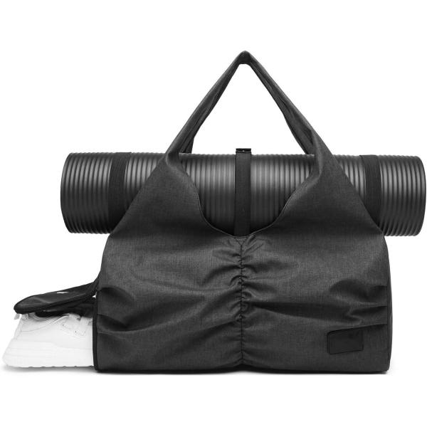 Polyester Black Yoga Gym Sports Customizable Duffle Bags With Wet Dry Storage Pockets