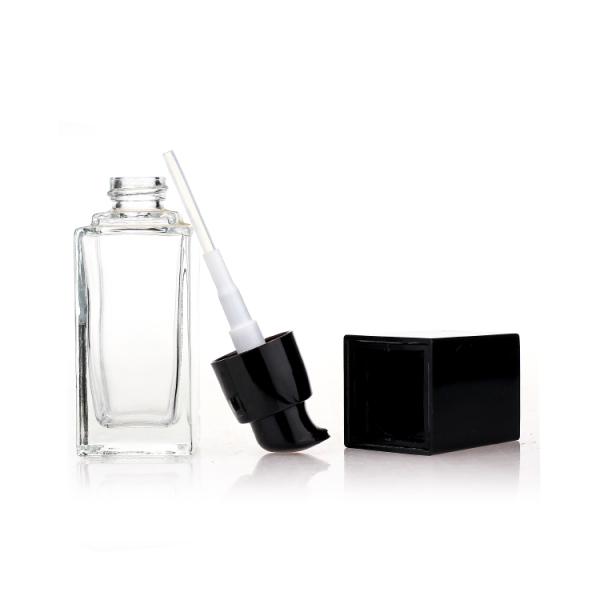 Empty 35ml Square Cosmetic Glass Bottle Frosted Makeup Liquid Foundation Pump Bottle