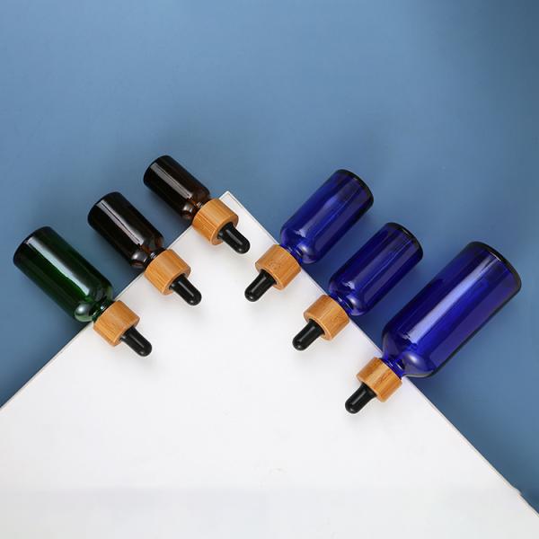 Essential Oil Frosted Bamboo Dropper Glass Bottle in 1oz 2oz 5ml 15ml 30ml with Easy and Cosmetic Serum Box