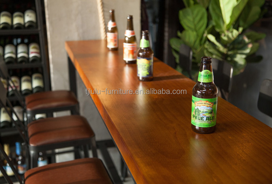 Home Bar Rustic Metal Frame Dining Tables High Rectangular Wood Kitchen Bar Table Stool