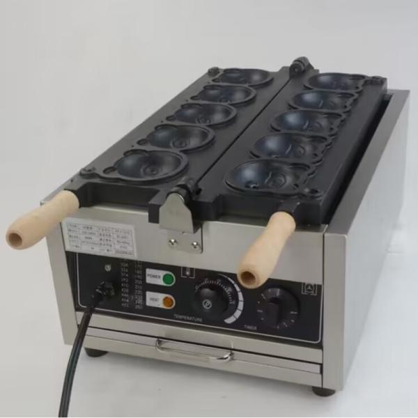 Commercial Waffle Maker Cartoon Shape Electric Snack Machine with Temp. Range 0-300'C