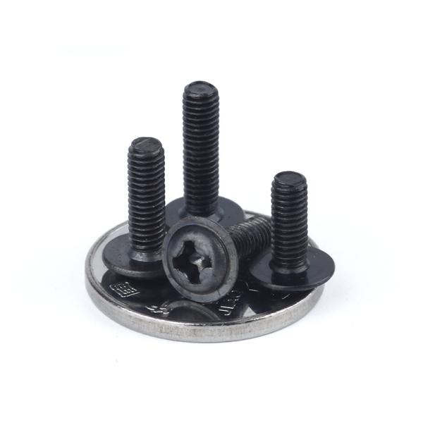 Black Oxide Alloy Steel Phillips Screw With Washer , Flanged Round Head Screws