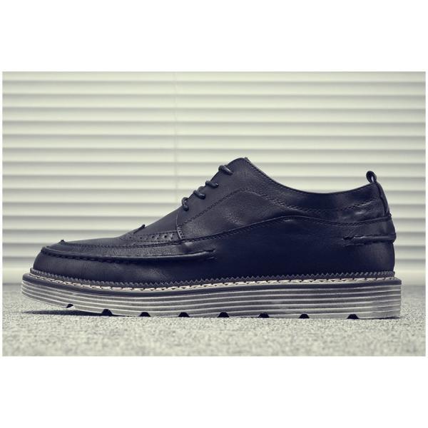 Retro Breathable Leather Mens Brogue Sneakers Stitched Reinforced