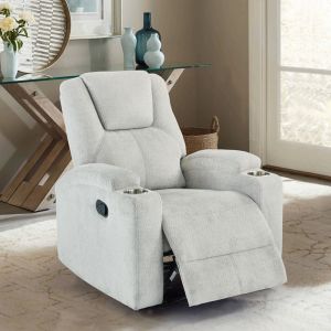 China Recliner Chair with Stainless Steel Cup Holders, Gray Fabric on sale