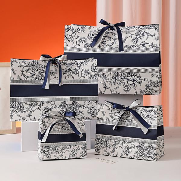 Luxury Custom Small Paper Bags with Ribbon Handle for Jewelry Boxes Wholesale Gift & Craft Packaging Lamination Printing