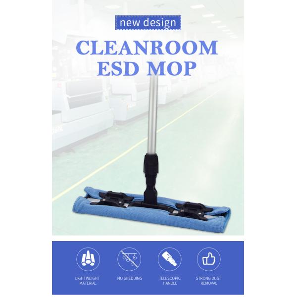 ESD Cleanroom Mop with Microfiber Cloth and 360 Rotation