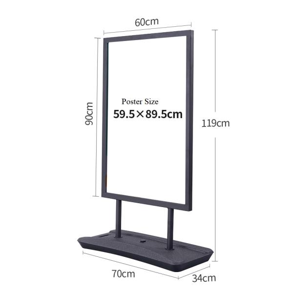 Floor Standing Metal Poster Stand 119cm Billboard Display Board For Advertising