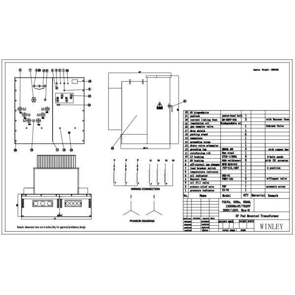 75Kva Three Phase Pad Mounted Electrical Transformer Oil Immersed 13.2KV to 208V