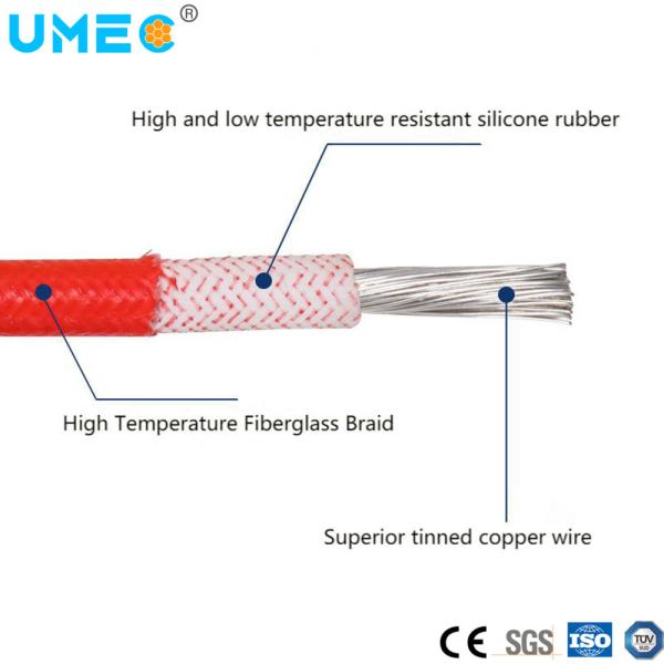 Electric High and Low Temperature Resistance Silicone Insulation Glass Fiber Braided Fire Proof Cable 1.0mm 1.5mm2 25mm2 Cable Wire