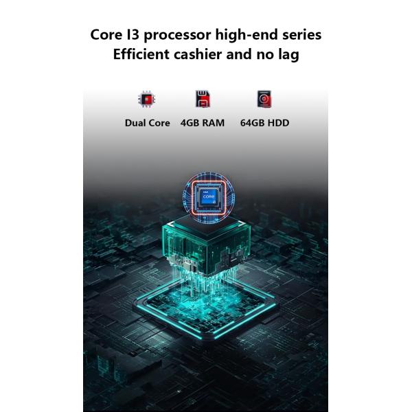 15.6Inch Dual Screen Pos Cash Machine I3 Processor 4+64GB Retail Pos System Supermarket Pos Terminal