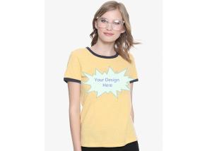 China Yellow Ladies'  Casual T Shirts , Slim Fit T - Shirt Crew Neck Printing on sale