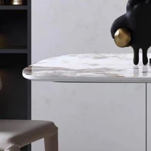 Elegant Rectangular Stainless Steel Marble Dining Table 750mm Height