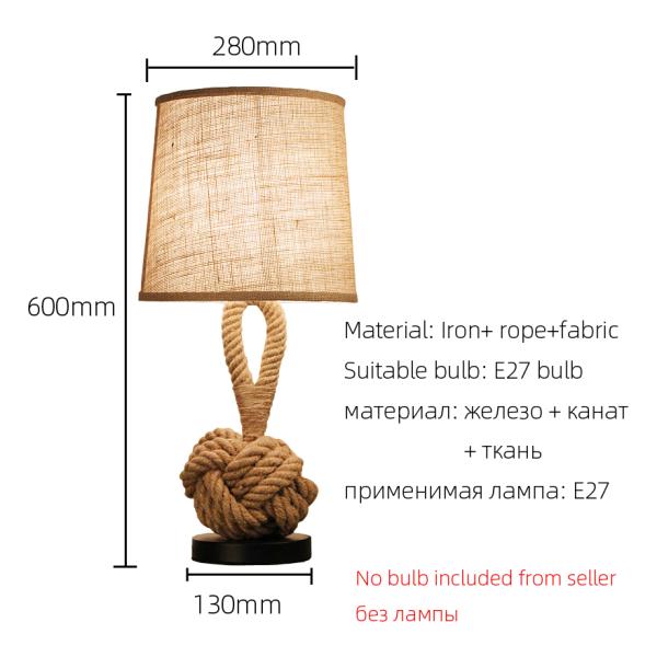 American Table Lamp retro rope cloth loft art bedside lamp bedroom rope table light(WH-VTB-33)