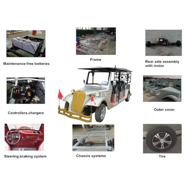 FRP Body Electric Vintage Cars / Electric Tour Bus With 8 Seats For Pick Up