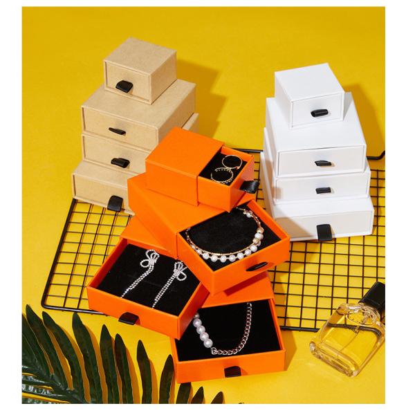 Cardboard Jewelry Drawer Storage Box Packaging Box Customized Logo With Velvet Insert