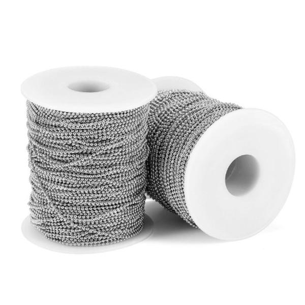 Ball Chain Spool Stainless Steel 304 with 100 Clasps for DIY Projects