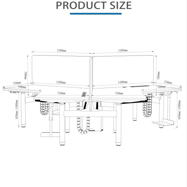 Customized Size Uplift Standing Desk Assembly Required 355 Lbs Weight Capacity Customizable