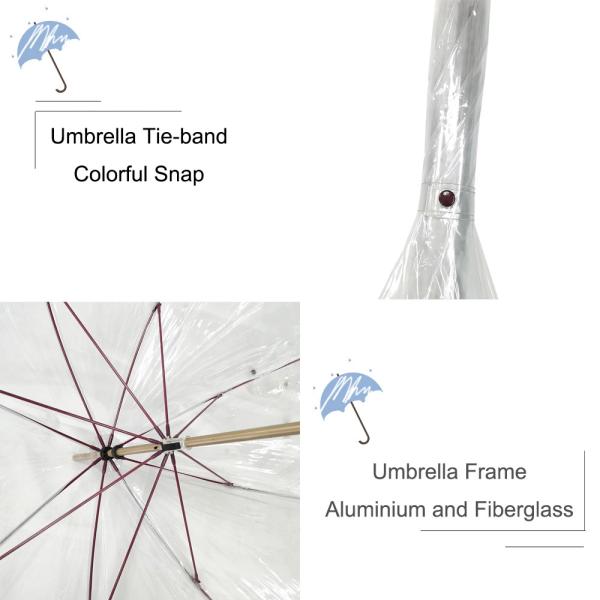 PVC Clear Windproof Straight Handle Umbrella Acrylic Handle