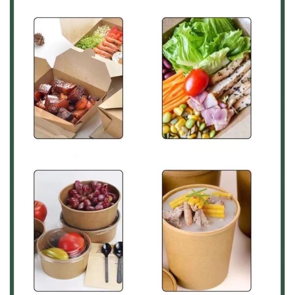 CMYK Pantone Kraft Pasta Salad Box OEM ODM Disposable Paper Lunch Box