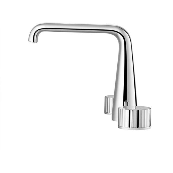 Hot Cold Water Modern Bathroom Faucets Chrome Deck Mounted 3 Hole Dual Handle