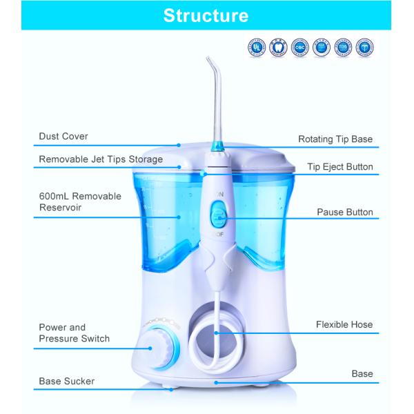 7pcs Nozzles Water Flosser Electric Dental Countertop Oral Irrigator For Teeth