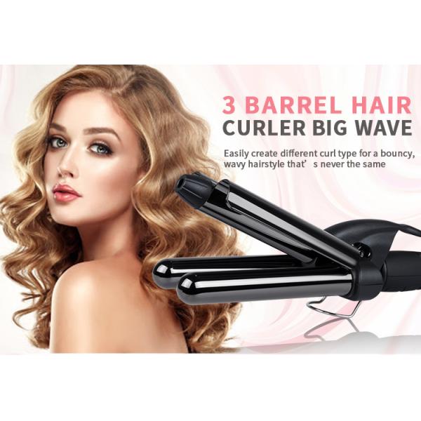 Professional Three Barrel Hair Waver With LCD Temperature Display
