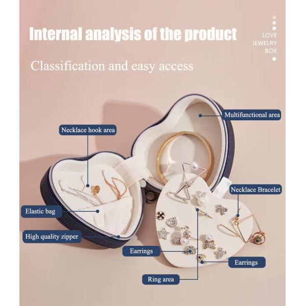 Stylish Jewelry Box Organizer PU Leather Heart Shaped Jewelry Boxes For Women