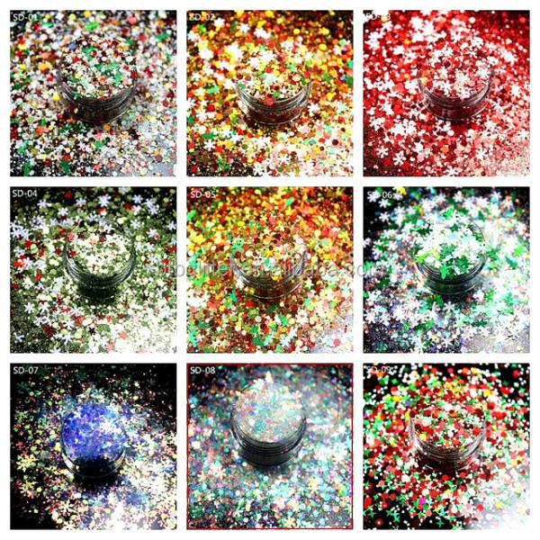 Polyester Glitter Christmas Glitter With Chunky Mixed Snow Tree Shaped Christmas Tree Glitter Collection