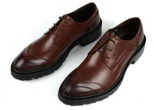 China Any Logo Mens Leather Dress Shoes With Stitches Britain Styles Brown Leather Dress Shoes wholesale