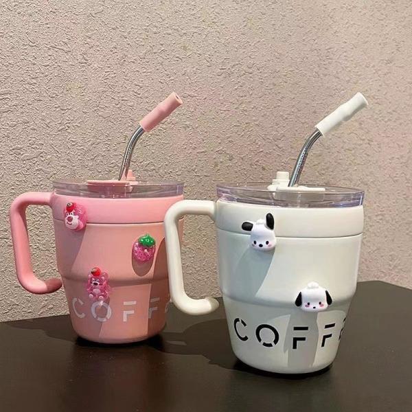 Office and Home Essential Stainless Steel Insulated Mug / Tumbler with Lids and Straws Direct Drinking or Straw Option