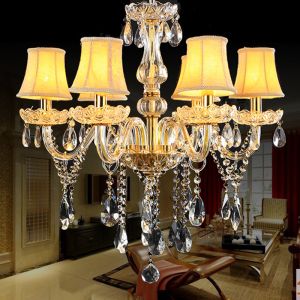 Gold candelabra crystal chandelier with lamp shades (WH-CY-36)