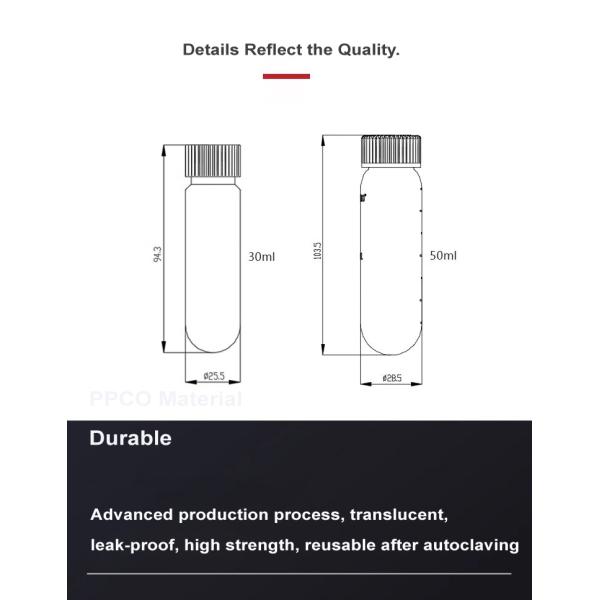 PP PPCO Material Centrifuge Tube with Sealing Cap 50ml High Speed Tube Max RCF 50000xg