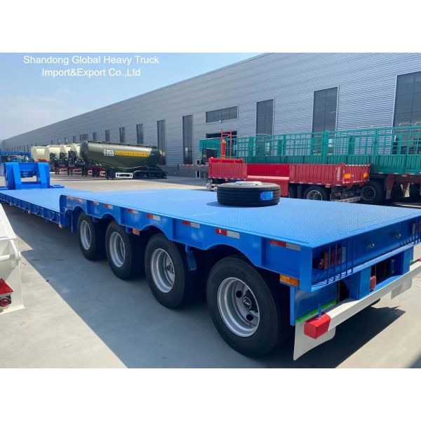 100 Ton Low Bed Semi Trailer with Reinforced High-Tensile Steel and Hydraulic Ramp System for Heavy Equipment Transport