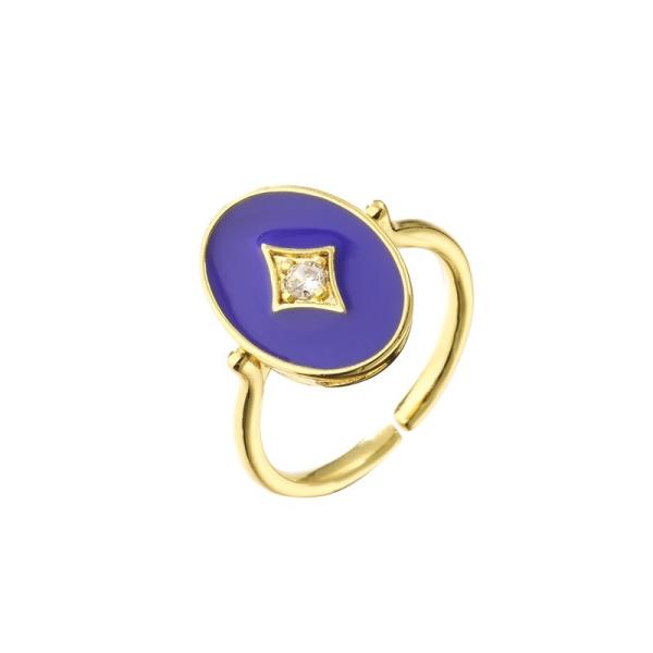 Quality Oval Enamel Diamond Ring Insert Wedding Band Modern Geometric Engagement Rings 18k Gold Plating for sale