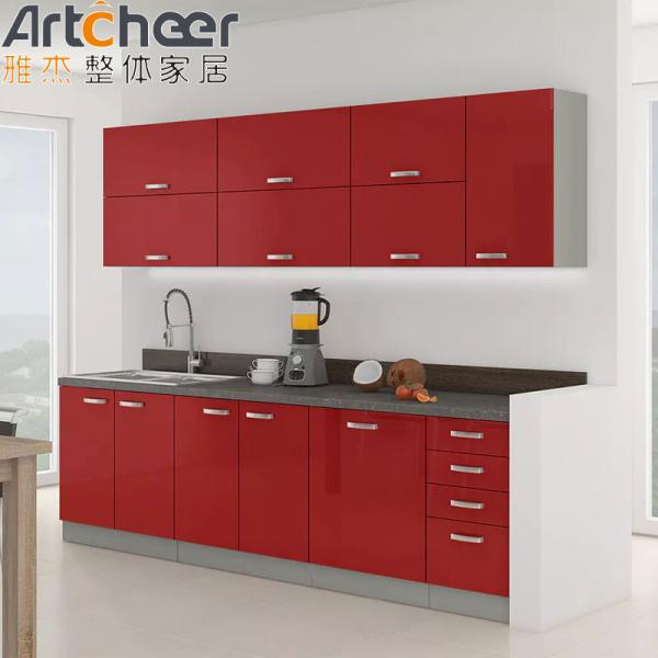 French Style Kitchen Cupboard with Radius Beveled Edge Countertop and Melamine Board