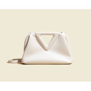 China Cowhide Ladies Clutch Bags Inverted Triangle Clip Frame wholesale