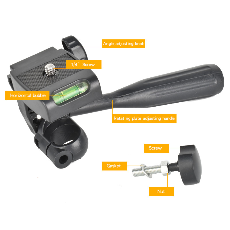 China Camera Head Mount ABS 3 Way Pan Load 2kg Lightweight wholesale