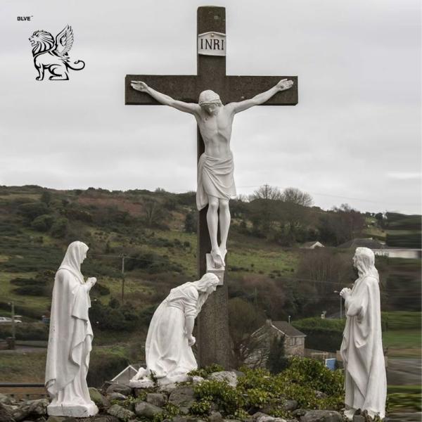 Crucifixion Marble Jesus Statue Jesus Dies on the Cross 14 Stations Sculpture Religious Outdoor Hand Carved