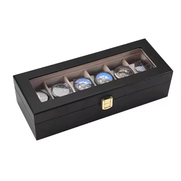 Premium Wooden 6 Slots Watch Box for Men Elegant Solid Wood Design. Perfect for Watch Storage and Display