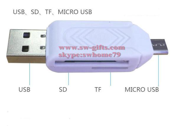 Quality 2 in 1 USB OTG Card Reader Universal Micro USB OTG TF/SD Card Reader Phone Extension Headers Micro USB OTG Adapter for sale