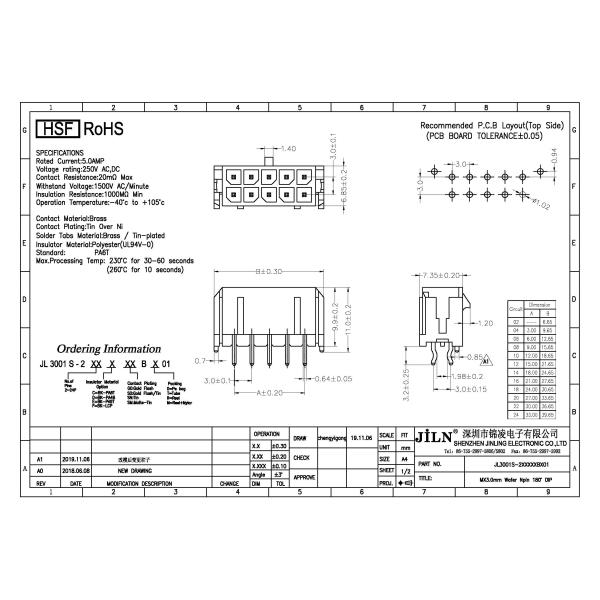 Wafer Dual Row Pin Header DIP LCP Beryllium Copper Clip Material