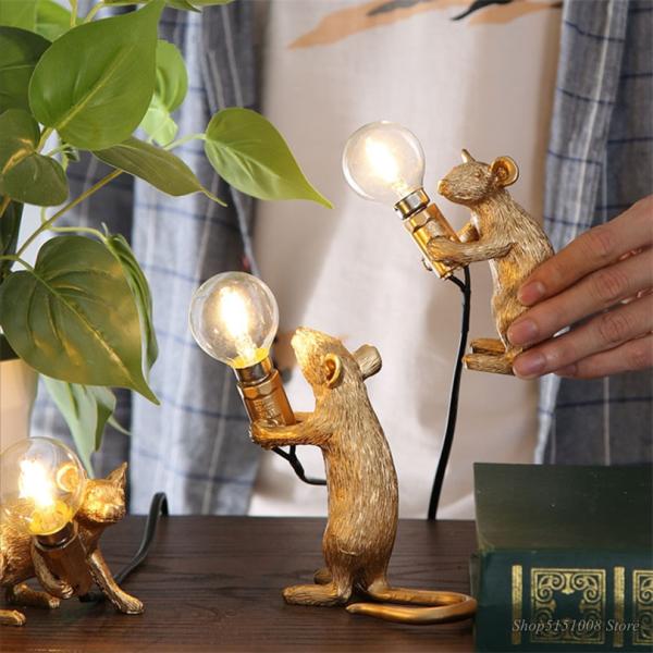 Quality Seletti Resin Animal Rat Mouse Table Lamp Small Mini Mouse Cute LED Home Decor Desk Light(WH-MTB-07) for sale