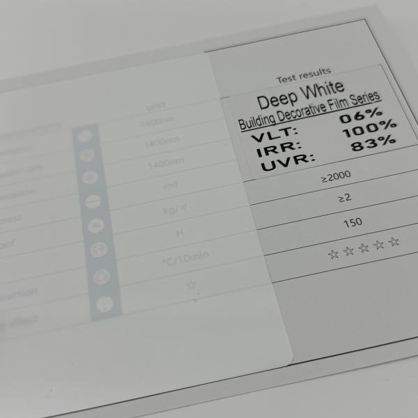 Deep White Window Film 99.9% UVR 2 Mil Thickness