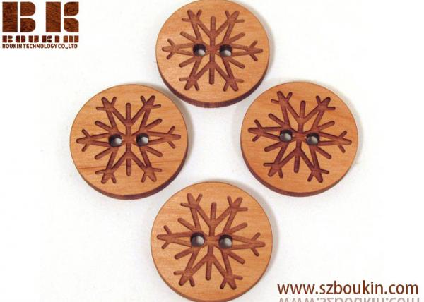 Quality Snowflake Wooden Buttons - Engraved Laser Cut Wood Buttons beautiful snowflake design for sale