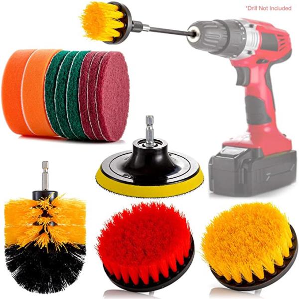 Quality 15 Pieces PP Drill Cleaning Brush Steel Handle Electric Drill Brush Cleaning Kit for sale